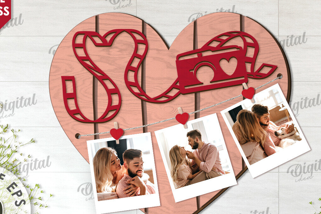 Intra απο ξύλο plywood 3mm-4mm πάχος – Αποκοπή με λέιζερ πίνακας προβολής φωτογραφιών Valentines Δίασταση  45x45 cm INTRAFABR-113927610