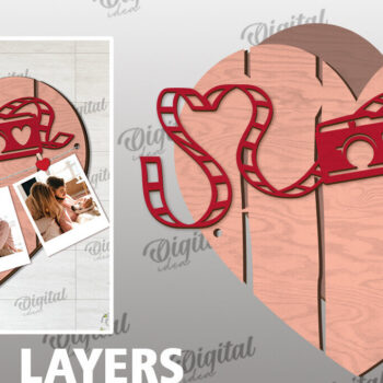 Intra απο ξύλο plywood 3mm-4mm πάχος – Αποκοπή με λέιζερ πίνακας προβολής φωτογραφιών Valentines Δίασταση  45x45 cm INTRAFABR-113927610 - Image 2