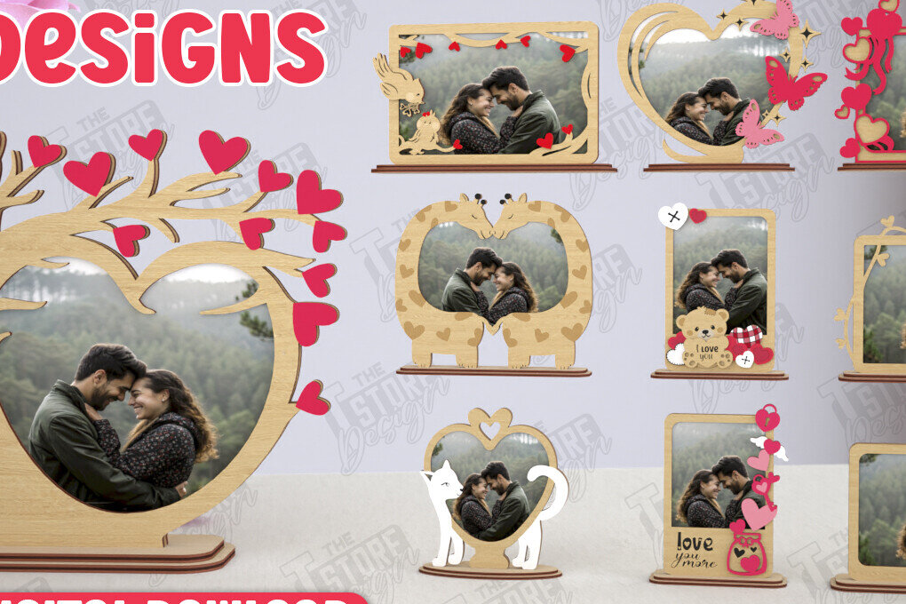 Intra απο ξύλο plywood 3mm-4mm πάχος – Πακέτο κορνίζας του Αγίου Βαλεντίνου | CNC Δίασταση  20x20 cm INTRAFABR-115368215