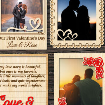 Intra απο ξύλο plywood 3mm-4mm πάχος – Κορνίζα Αγίου Βαλεντίνου Δίασταση  20x20 cm INTRAFABR-111942477 - Image 1