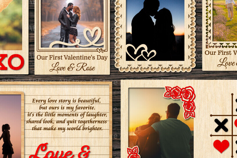 Intra απο ξύλο plywood 3mm-4mm πάχος – Κορνίζα Αγίου Βαλεντίνου Δίασταση  20x20 cm INTRAFABR-111942477