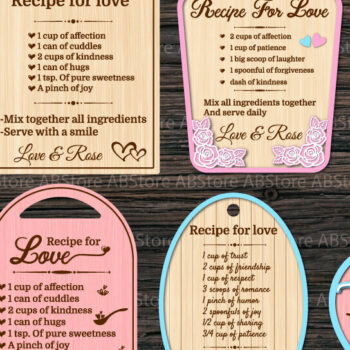 Intra απο ξύλο plywood 3mm-4mm πάχος – Valentines Recipe Cutting Board Vol.02 Δίασταση  20x20 cm INTRAFABR-111092060 - Image 1