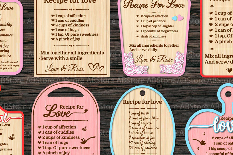 Intra απο ξύλο plywood 3mm-4mm πάχος – Valentines Recipe Cutting Board Vol.02 Δίασταση  20x20 cm INTRAFABR-111092060