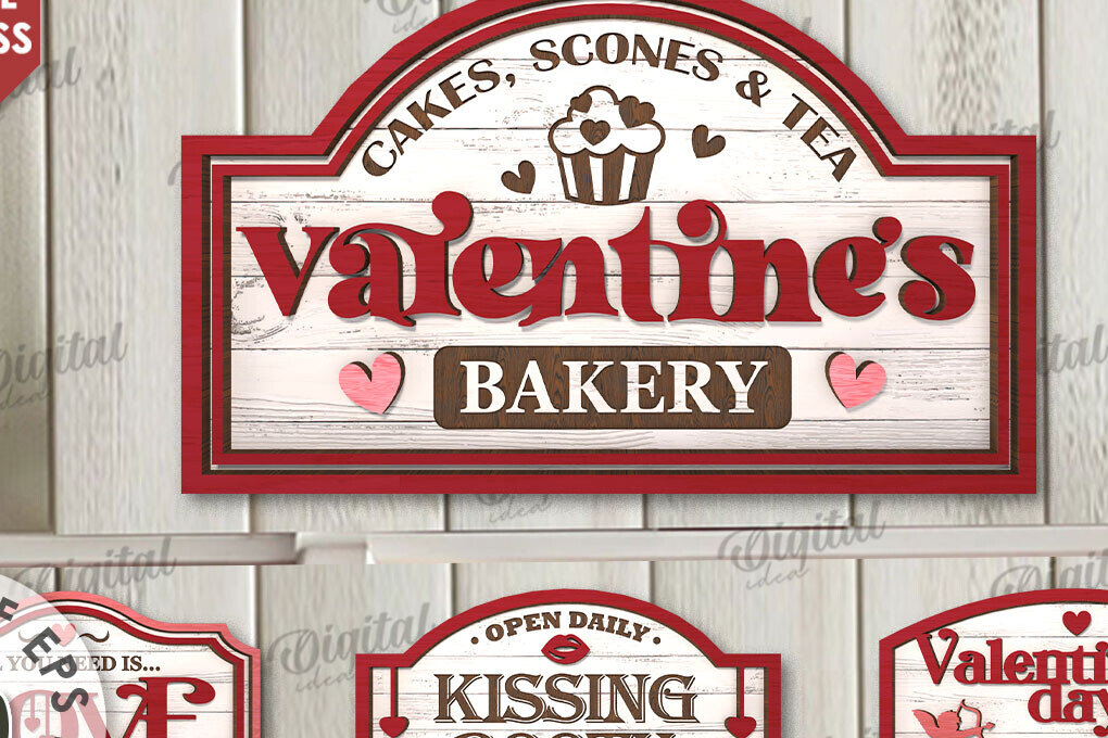 Intra απο ξύλο plywood 3mm-4mm πάχος – Πακέτο κοπής με λέιζερ ρετρό σημαδιών του Αγίου Βαλεντίνου Δίασταση  20x20 cm INTRAFABR-110594548