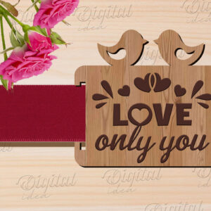 Intra απο ξύλο plywood 3mm-4mm πάχος – Κοπή λέιζερ με κορδέλα δώρου Αγίου Βαλεντίνου Δίασταση  20x20 cm INTRAFABR-83741505