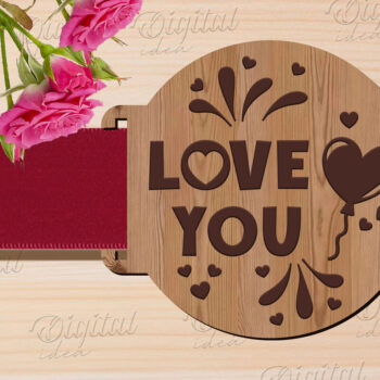 Intra απο ξύλο plywood 3mm-4mm πάχος – Κοπή λέιζερ με κορδέλα δώρου Αγίου Βαλεντίνου Δίασταση  20x20 cm INTRAFABR-83741187 - Image 1