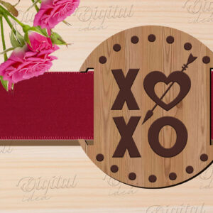 Intra απο ξύλο plywood 3mm-4mm πάχος – Κοπή λέιζερ με κορδέλα δώρου Αγίου Βαλεντίνου Δίασταση  20x20 cm INTRAFABR-83741214