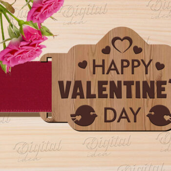 Intra απο ξύλο plywood 3mm-4mm πάχος – Κοπή λέιζερ με κορδέλα δώρου Αγίου Βαλεντίνου Δίασταση  20x20 cm INTRAFABR-83741238 - Image 1