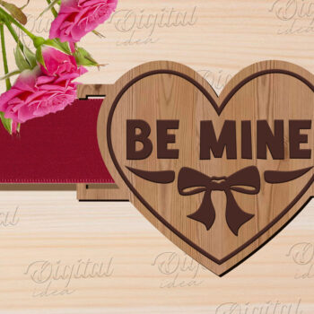 Intra απο ξύλο plywood 3mm-4mm πάχος – Κοπή λέιζερ με κορδέλα δώρου Αγίου Βαλεντίνου Δίασταση  20x20 cm INTRAFABR-83741333 - Image 1