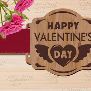 Intra απο ξύλο plywood 3mm-4mm πάχος – Κοπή λέιζερ με κορδέλα δώρου Αγίου Βαλεντίνου Δίασταση  20x20 cm INTRAFABR-83741370