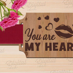 Intra απο ξύλο plywood 3mm-4mm πάχος – Κοπή λέιζερ με κορδέλα δώρου Αγίου Βαλεντίνου Δίασταση  20x20 cm INTRAFABR-83741397