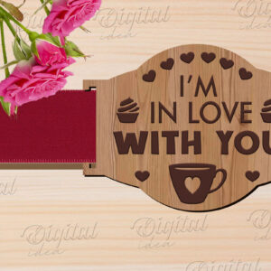 Intra απο ξύλο plywood 3mm-4mm πάχος – Κοπή λέιζερ με κορδέλα δώρου Αγίου Βαλεντίνου Δίασταση  20x20 cm INTRAFABR-83741420