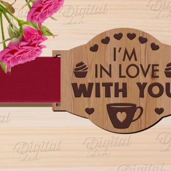 Intra απο ξύλο plywood 3mm-4mm πάχος – Κοπή λέιζερ με κορδέλα δώρου Αγίου Βαλεντίνου Δίασταση  20x20 cm INTRAFABR-83741420 - Image 1