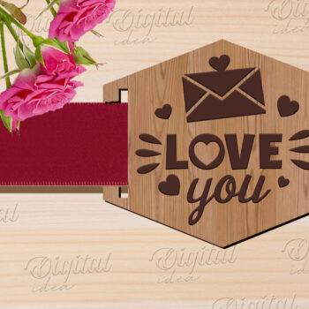 Intra απο ξύλο plywood 3mm-4mm πάχος – Κοπή λέιζερ με κορδέλα δώρου Αγίου Βαλεντίνου Δίασταση  20x20 cm INTRAFABR-83741471 - Image 1