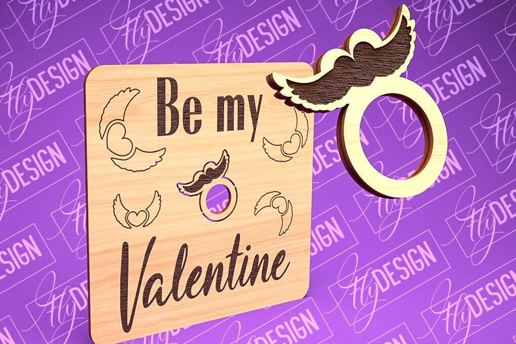 Intra απο ξύλο plywood 3mm-4mm πάχος – Δαχτυλίδι του Αγίου Βαλεντίνου | CNC Δίασταση  20x20 cm INTRAFABR-89201005