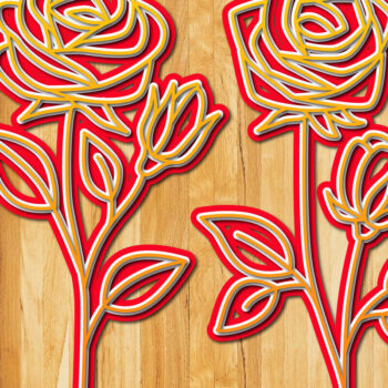 Intra απο ξύλο plywood 3mm-4mm πάχος – Πακέτο κομμένο με λέιζερ Valentine's Rose Δίασταση  20x20 cm INTRAFABR-24259497 - Image 1