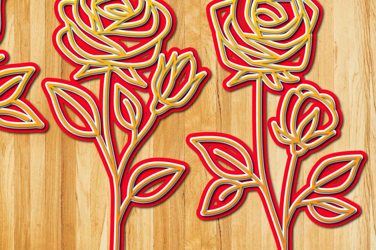 Intra απο ξύλο plywood 3mm-4mm πάχος – Πακέτο κομμένο με λέιζερ Valentine's Rose Δίασταση  20x20 cm INTRAFABR-24259497