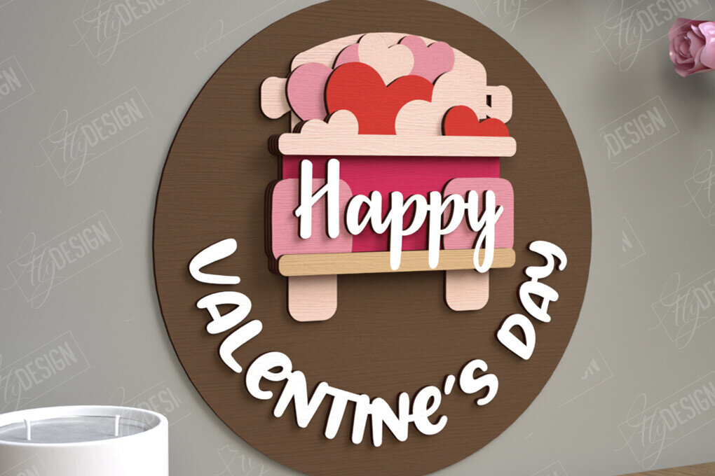 Intra απο ξύλο plywood 3mm-4mm πάχος – Στρογγυλά σημάδια του Αγίου Βαλεντίνου | Ρομαντικό δώρο Δίασταση  20x20 cm INTRAFABR-110185549