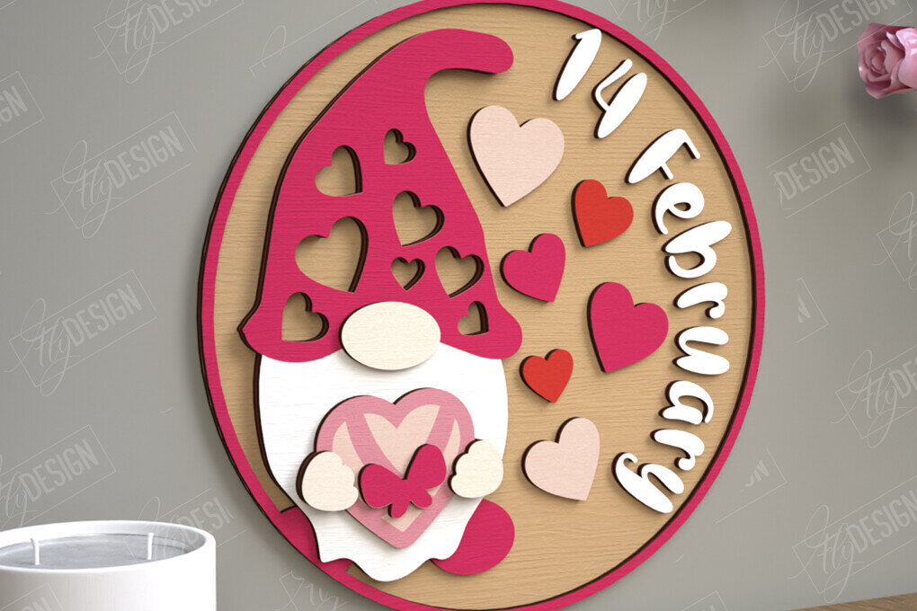 Intra απο ξύλο plywood 3mm-4mm πάχος – Στρογγυλά σημάδια του Αγίου Βαλεντίνου | Ρομαντικό δώρο Δίασταση  20x20 cm INTRAFABR-110185848