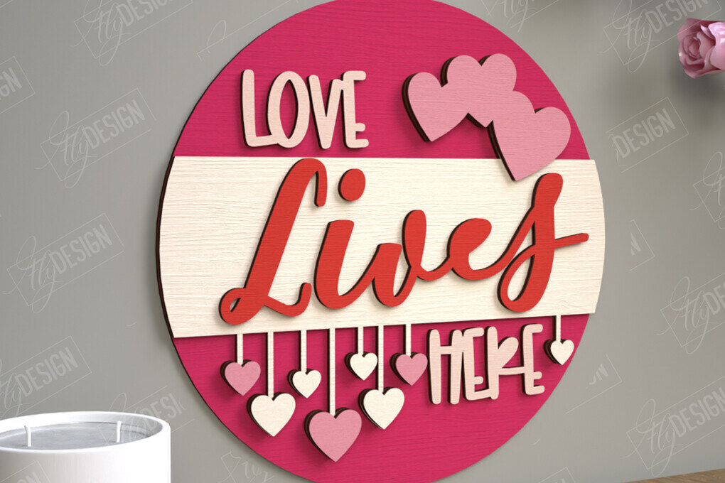 Intra απο ξύλο plywood 3mm-4mm πάχος – Στρογγυλά σημάδια του Αγίου Βαλεντίνου | Ρομαντικό δώρο Δίασταση  20x20 cm INTRAFABR-110186013