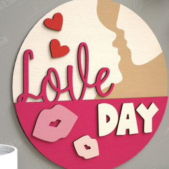 Intra απο ξύλο plywood 3mm-4mm πάχος – Στρογγυλά σημάδια του Αγίου Βαλεντίνου | Ρομαντικό δώρο Δίασταση  20x20 cm INTRAFABR-110186049 - Image 1