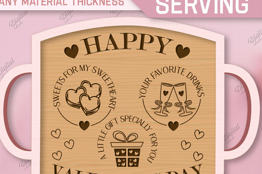 Intra απο ξύλο plywood 3mm-4mm πάχος – Δίσκος σερβιρίσματος του Αγίου Βαλεντίνου. Τρισδιάστατη Δίασταση  20x20 cm INTRAFABR-85845147