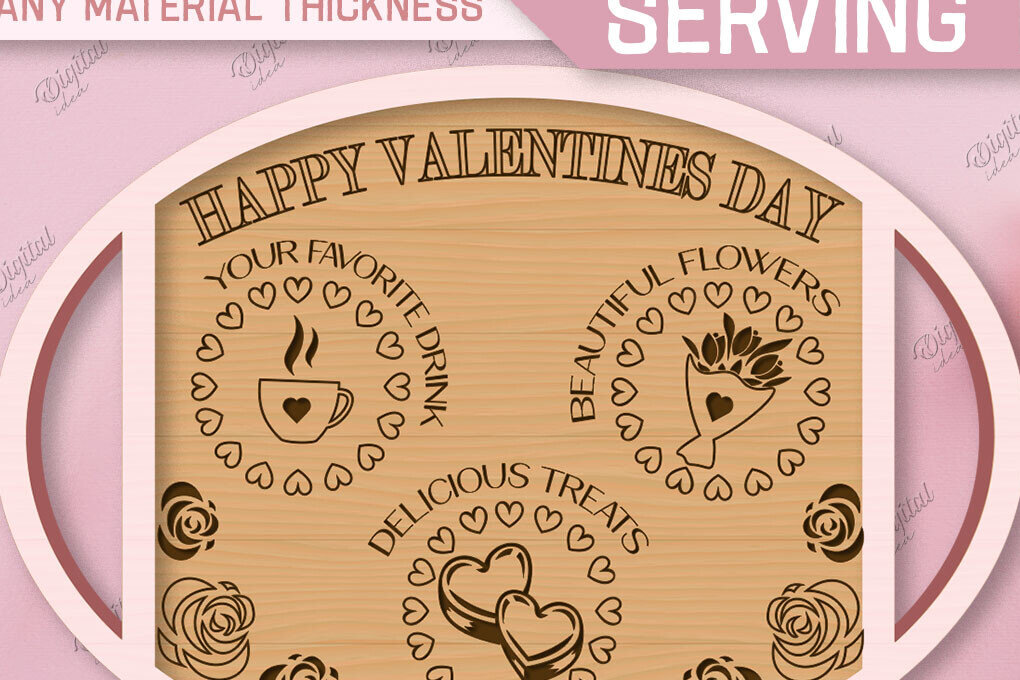 Intra απο ξύλο plywood 3mm-4mm πάχος – Δίσκος σερβιρίσματος του Αγίου Βαλεντίνου. Τρισδιάστατη Δίασταση  20x20 cm INTRAFABR-85844970
