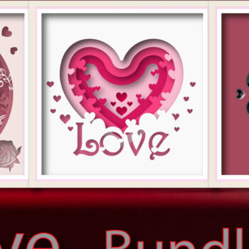 Intra απο ξύλο plywood 3mm-4mm πάχος – Πακέτο 3 σκιών για το Valentine's Shadow Box Δίασταση  20x20 cm INTRAFABR-24465697 - Image 1