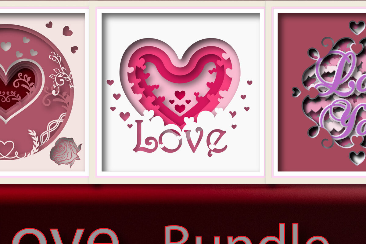 Intra απο ξύλο plywood 3mm-4mm πάχος – Πακέτο 3 σκιών για το Valentine's Shadow Box Δίασταση  20x20 cm INTRAFABR-24465697