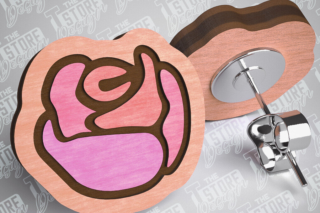 Intra απο ξύλο plywood 3mm-4mm πάχος – Σκουλαρίκια Valentines Stud Κοπή λέιζερ Δίασταση  5x5 cm INTRAFABR-83366226