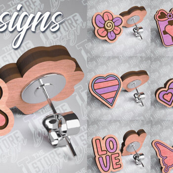 Intra απο ξύλο plywood 3mm-4mm πάχος – Σκουλαρίκια Valentines Stud Κοπή λέιζερ Δίασταση  5x5 cm INTRAFABR-83366255 - Image 1