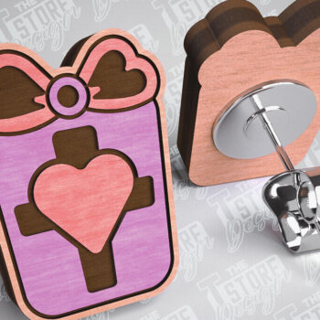 Intra απο ξύλο plywood 3mm-4mm πάχος – Σκουλαρίκια Valentines Stud Κοπή λέιζερ Δίασταση  5x5 cm INTRAFABR-83366255 - Image 3