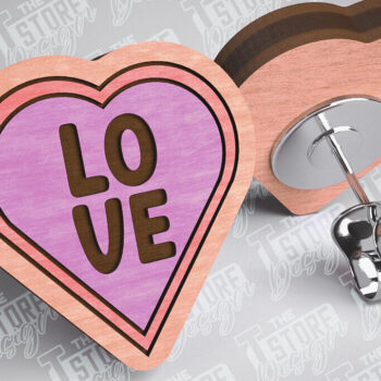 Intra απο ξύλο plywood 3mm-4mm πάχος – Σκουλαρίκια Valentines Stud Κοπή λέιζερ Δίασταση  5x5 cm INTRAFABR-83366060 - Image 1