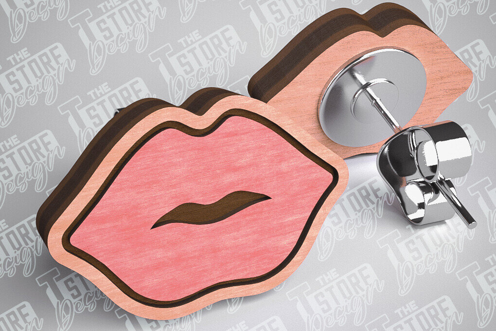 Intra απο ξύλο plywood 3mm-4mm πάχος – Σκουλαρίκια Valentines Stud Κοπή λέιζερ Δίασταση  5x5 cm INTRAFABR-83366174