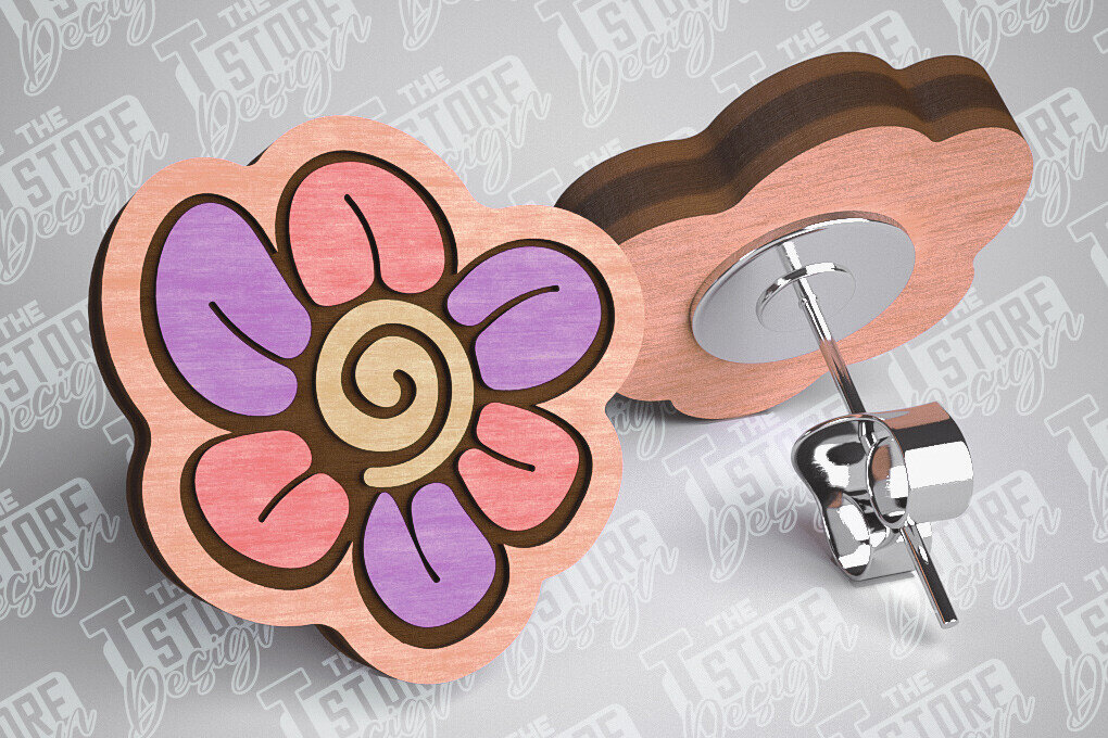 Intra απο ξύλο plywood 3mm-4mm πάχος – Σκουλαρίκια Valentines Stud Κοπή λέιζερ Δίασταση  5x5 cm INTRAFABR-83366207