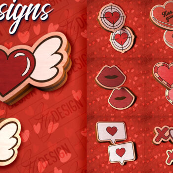 Intra απο ξύλο plywood 3mm-4mm πάχος – Valentines Stud Σκουλαρίκια Δίασταση  5x5 cm INTRAFABR-83060957 - Image 1