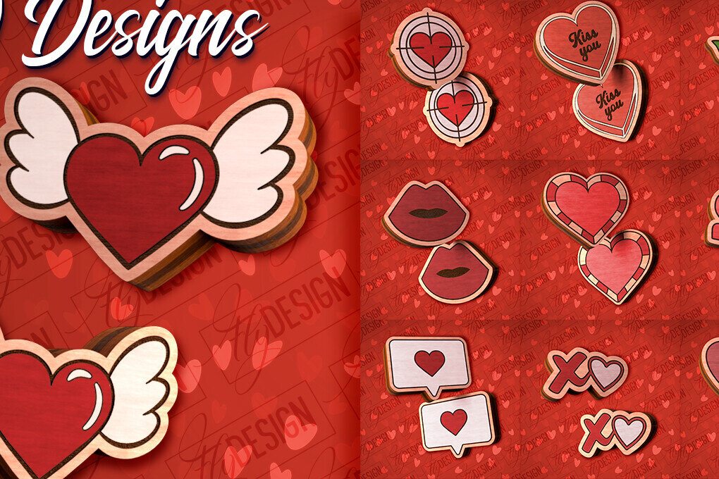 Intra απο ξύλο plywood 3mm-4mm πάχος – Valentines Stud Σκουλαρίκια Δίασταση  5x5 cm INTRAFABR-83060957