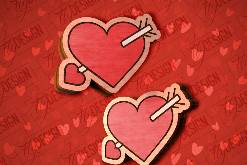 Intra απο ξύλο plywood 3mm-4mm πάχος – Valentines Stud Σκουλαρίκια Δίασταση  5x5 cm INTRAFABR-83058275