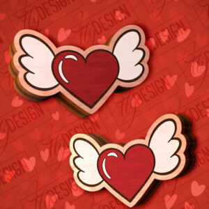 Intra απο ξύλο plywood 3mm-4mm πάχος – Valentines Stud Σκουλαρίκια Δίασταση  5x5 cm INTRAFABR-83059277