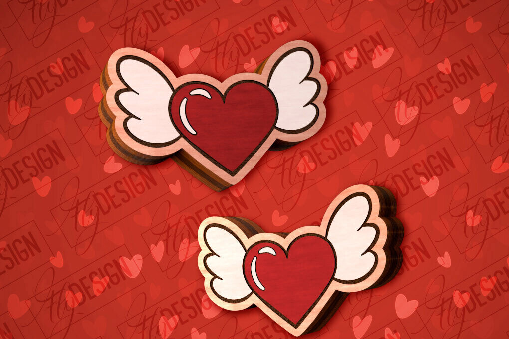 Intra απο ξύλο plywood 3mm-4mm πάχος – Valentines Stud Σκουλαρίκια Δίασταση  5x5 cm INTRAFABR-83059277