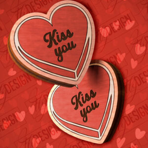 Intra απο ξύλο plywood 3mm-4mm πάχος – Valentines Stud Σκουλαρίκια Δίασταση  5x5 cm INTRAFABR-83059304