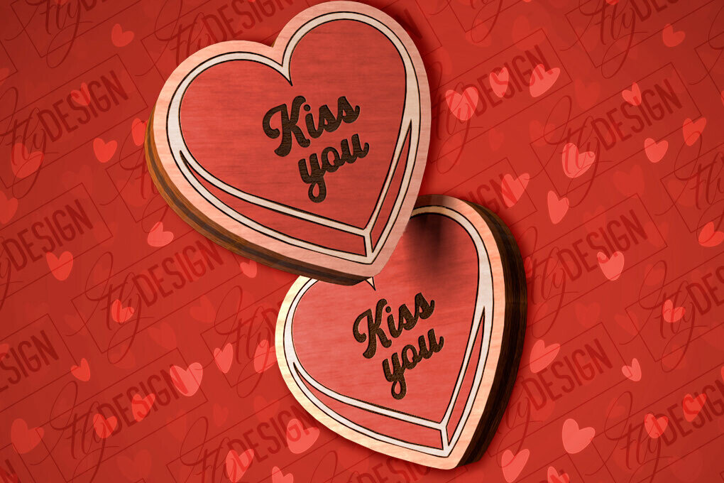 Intra απο ξύλο plywood 3mm-4mm πάχος – Valentines Stud Σκουλαρίκια Δίασταση  5x5 cm INTRAFABR-83059304