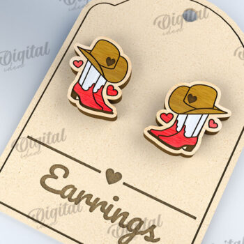 Intra απο ξύλο plywood 3mm-4mm πάχος – Σκουλαρίκια του Αγίου Βαλεντίνου με λέιζερ Δίασταση  5x5 cm INTRAFABR-112501474 - Image 1