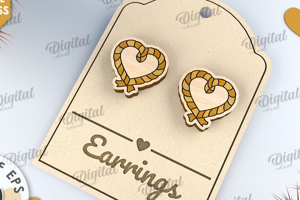 Intra απο ξύλο plywood 3mm-4mm πάχος – Σκουλαρίκια του Αγίου Βαλεντίνου με λέιζερ Δίασταση  5x5 cm INTRAFABR-112501527