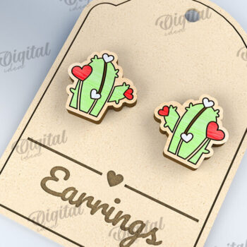 Intra απο ξύλο plywood 3mm-4mm πάχος – Σκουλαρίκια του Αγίου Βαλεντίνου με λέιζερ Δίασταση  5x5 cm INTRAFABR-112501624 - Image 1