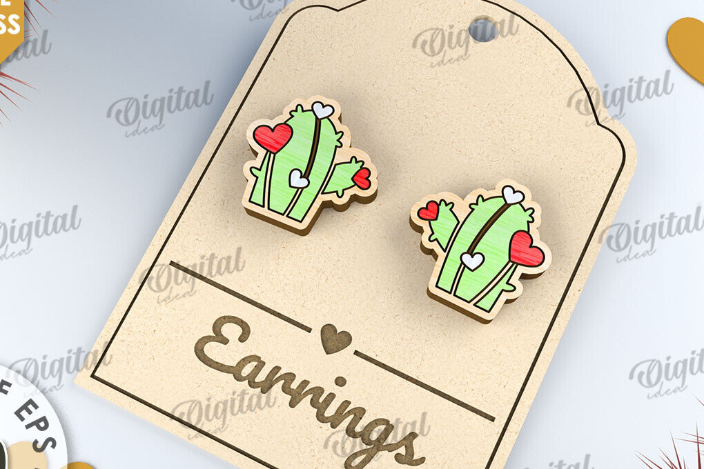 Intra απο ξύλο plywood 3mm-4mm πάχος – Σκουλαρίκια του Αγίου Βαλεντίνου με λέιζερ Δίασταση  5x5 cm INTRAFABR-112501624