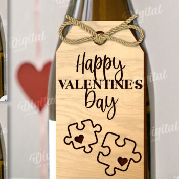 Intra απο ξύλο plywood 3mm-4mm πάχος – Μπουκάλι κρασιού Αγίου Βαλεντίνου Ετικέτες Πακέτο Δίασταση  20x20 cm INTRAFABR-111598749 - Image 1