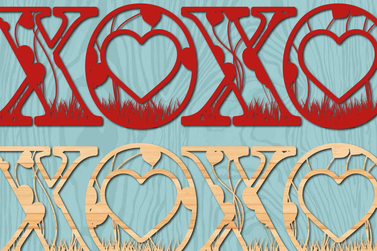 Intra απο ξύλο plywood 3mm-4mm πάχος – Valentine's Xoxo Δίασταση  20x20 cm INTRAFABR-22016102
