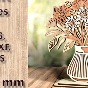 Intra απο ξύλο plywood 3mm-4mm πάχος – Βάζο με λουλούδια 3D κομμένα αρχεία με λέιζερ Δίασταση  20x20 cm INTRAFABR-121050738 - Image 1