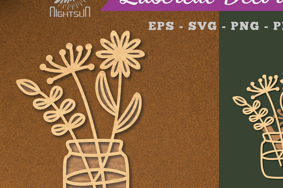 Intra απο ξύλο plywood 3mm-4mm πάχος – Βάζα με λουλούδια Διακόσμηση κομμένη με λέιζερ Δίασταση  20x20 cm INTRAFABR-112909266